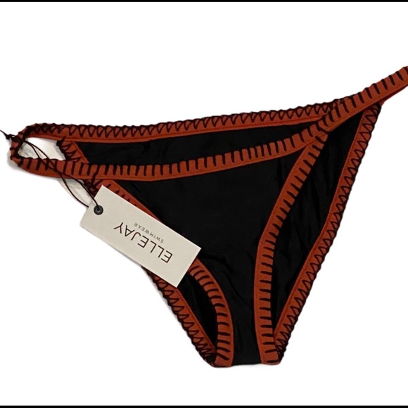 Ellejay Tara Bikini Bottom NEW NWT XS Black Brown - Picture 2 of 2